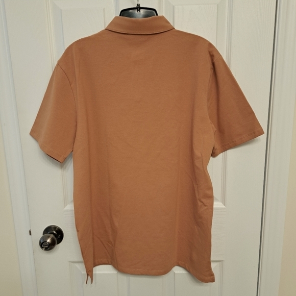 Le31 | Simons Mens Jersey Polo Size Medium Short Sleeved Shirt Camel NWT - Picture 3 of 13